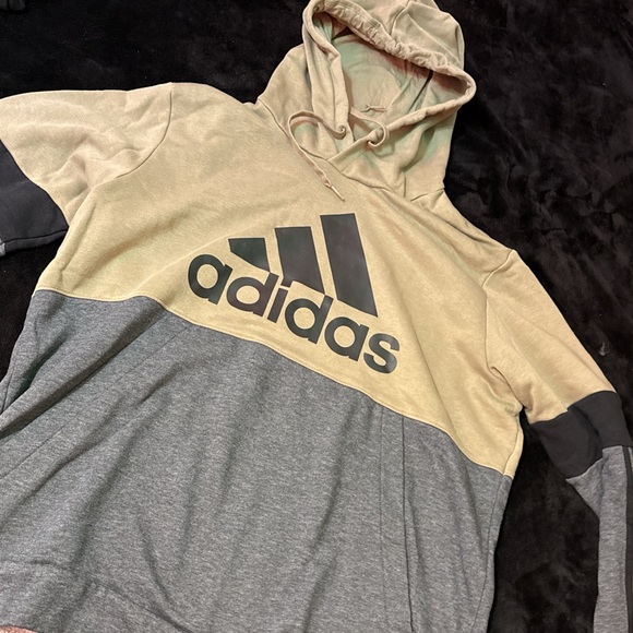 Adidas Men's Beige and Gray Hoodie Sweater - Picture 1 of 5